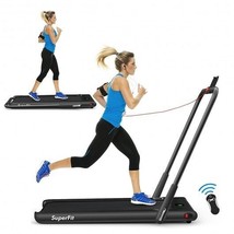 2-in-1 Folding Treadmill with Remote Control and LED Display-Black - Col... - $600.92