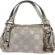 Kathy Van Zeeland Bag Gold Shoulder Bag Handbag Metallic Charms Studded Classic - £27.29 GBP