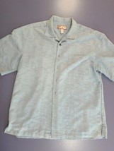 Caribbean Joe Mens Hawaiian Shirt Size XL Blue Textured Plam Trees Tiki ... - £11.59 GBP