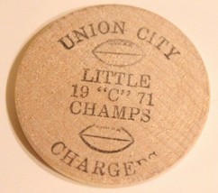 Vintage Michigan Wooden Nickel Union City Chargers 1971 - $4.94