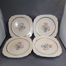 Harker Early American- Set of 4 Ivory, Floral 7&quot; Plates- HAVE CRACKLING ... - £44.01 GBP