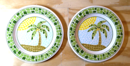 Set of (2) Melamine Ware Palm Trees Pattern - Plates 8&quot; VINTAGE! FAST SHIP! - $17.29