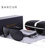 BARCUR Polarized Black Sunglasses Male Rimless Yellow Glasses Men Drivin... - £25.01 GBP