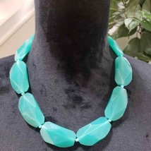 Cookie Lee Womens Faceted Large Blue Chunky Acrylic Beads Choker Necklace - £22.03 GBP