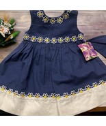 Blueberi Boulevard Toddler Daisy Floral Navy Blue Bow Dress Sz 18M Hair ... - $22.77