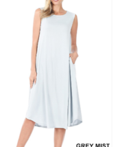  Zenana S Viscose Stretch Jersey Sleeveless Round Neck A Line Dress Gray... - £12.54 GBP