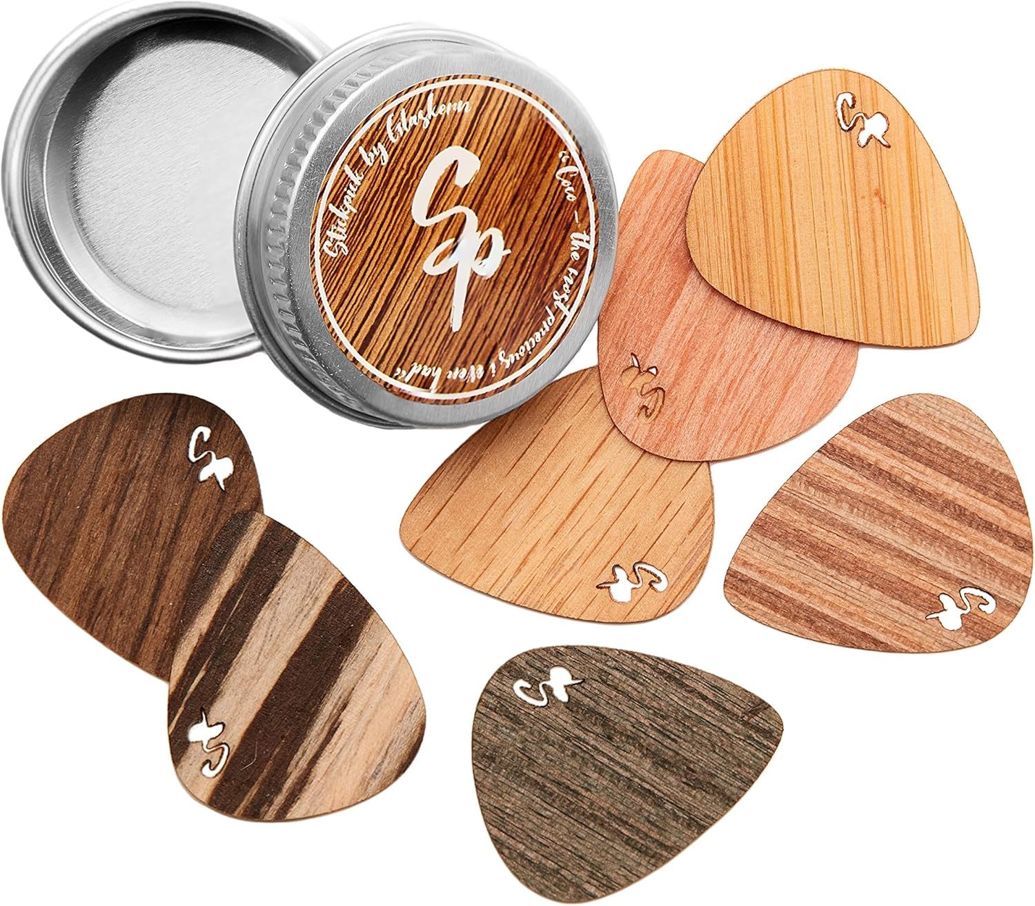 Stickpick | Set Of 7 Flexible Guitar Picks Made Of Real Wood For Electric, - $29.97