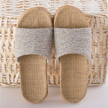 Summer House Breathable Women Flax Slippers Indoor Men Women Lovers Flat Shoes L - £19.99 GBP