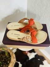 Johnston &amp; Murphy Paige Buckle Leather Slide Sandal, Tan/Orange, Size 11, Nwt - £67.57 GBP