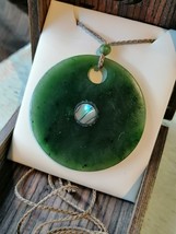 New zealand design Jade/Paua Disc large pendant / necklace 48mm - £125.16 GBP