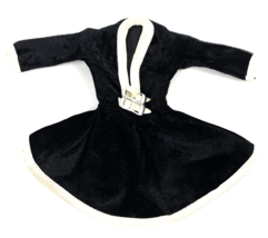 Vintage Maddie Mod Barbie Clone Doll Clothes Black Velvet Dress White Trim - £27.56 GBP