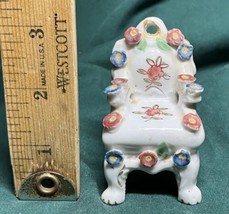 Miniature Porcelain Chair White with Painted Flowers-Made in Occupied Japan - £10.95 GBP