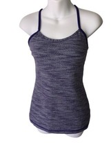 Lululemon Tank Top Racerback With Built In Bra Purple Heather Stipe Size 6 - £17.22 GBP