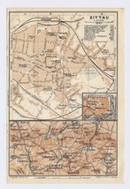 1914 ORIGINAL ANTIQUE MAP OF ZITTAU ZITAWA SAXONY GERMANY - $467.26 MXN