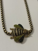 Vintage Ann Taylor Rhinestone Bee Necklace Gold Tone - £41.04 GBP