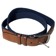 Torino Leather Company Mens Italian Woven Cotton Stretch Belt Brown Blue... - $33.87