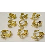 CHRISTMAS NAPKIN RINGS DEPT 56 18K Gold Plated Holly Leaves &amp; Berries Lo... - £27.48 GBP