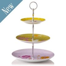 Gorgeous bright multicolored 3 tier porcelain cake stand by Jane Frost designer - £25.48 GBP