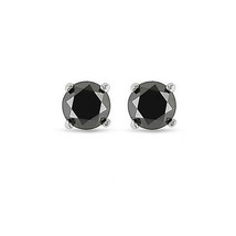 1.01 Carat tw Sterling Silver Black Diamond Stud Earrings NEW! - £55.53 GBP