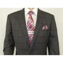 Men Renoir Suit Super 140 Wool Side Vent Classic Fit English Plaid 559-2 Gray image 9