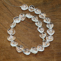 Crystal Quartz Smooth Side Heart Beads 9 inch Briolette Natural Loose Ge... - $8.75