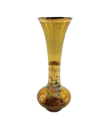 Vintage Nasco Japan Hand Painted Amber Gold Glass Bud Vase Flowers w Sti... - $278.74 MXN