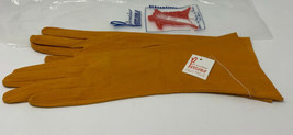 Amedeo Perrone Suede Ladies Gloves NOS Mustard Yellow Size 6 Ginger 11” 19-1402Y - £20.35 GBP