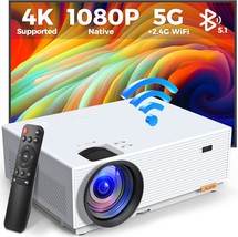 Mini Projector With 5G Wifi And Bluetooth, Alvar 15000L 450 Ansi Native 1080P - $142.93