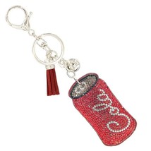 Bling Crystal Cola Can Drink Tassel Keychain Bag Charm - $13.86