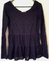 Aeropostale lace blouse size S women navy blue, long sleeve - £5.94 GBP