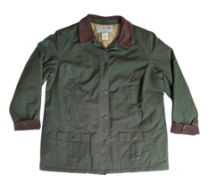 LL Bean Womens Sz XL Adirondack Barn Chore Coat Green Quilt Lined Jacket - £47.06 GBP