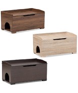 Cat Litter Box Cover Cat House End Table Furniture Walnut Dark Brown Oak... - £135.86 GBP