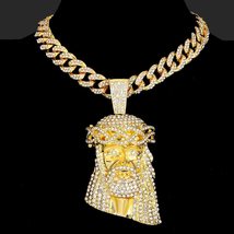 Elvis Presley TCB Concert Jesus Head 18 Gold Plated Silver Pendant Necklace Men  - £23.94 GBP+