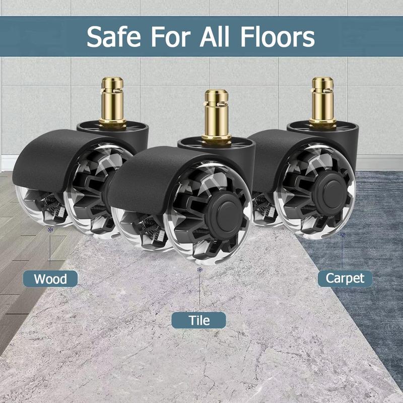 Office Chair Wheels,Set of 5 Replacement Wheels for All Hardwood and Carpet Floo Item image 3