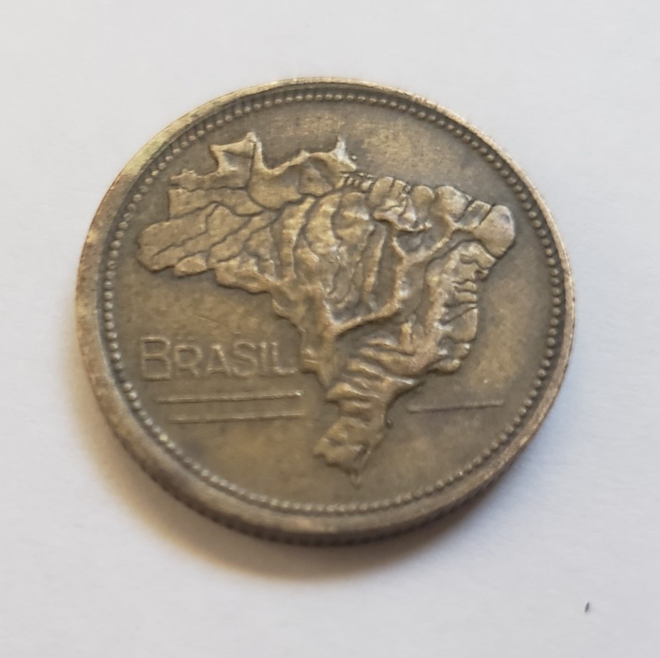 Primary image for 1945 Brasil  1 Cruzeiro 7/8" Aluminum-Bronze Coin