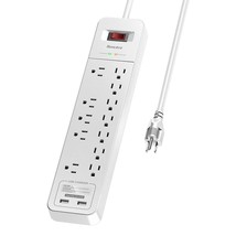 12 Outlets Power Strip Surge Protector, 2 Usb Ports Powerstrip, Electric... - £31.45 GBP