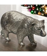 Vintage Large Silver Plated Clad Bear Bruin Figurine Sculpture Realistic... - $59.61