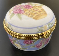 Suzanne Cruise Hinged Trinket Box Basket of Flowers - £7.58 GBP