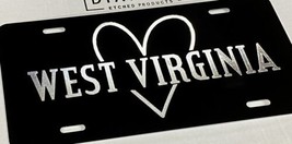 Engraved West Virginia Heart Car Tag Diamond Etched Aluminum License Pla... - $27.23 CAD