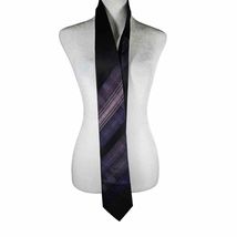 Arrow Men's Necktie 100% Silk Purple and Black Plaid Muted Pattern - $10.18