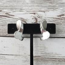Vintage Screw On Earrings - Mirrored Silver Tone Unusual Design - $14.99