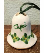 Pottery Clay Basketweave Shamrock 2&quot; Christmas Ornament Bell - $9.80