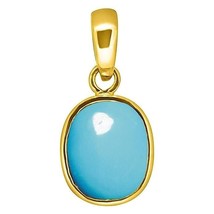 Firoza Turquoise 9.25 Carat Gemstone Premium Panch dhatu Gold Coated Pendant Ge - $33.65