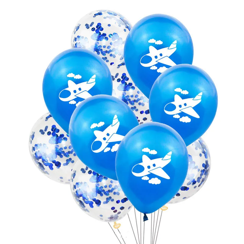 Play Blue White Cloud Latex Balloons Boy Airplane Plane Theme Birthday Party Con - £23.63 GBP
