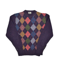 Christopher Hayes Shetland Wool Sweater Mens M Crewneck Argyle Jumper - £27.01 GBP