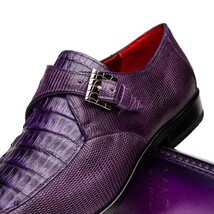 Men's Shoes genuine crocodile and lizard dress monk strap Toluca Purple image 3