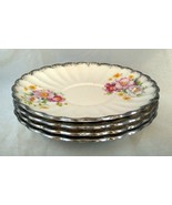 (4) Vintage IVORY PORCELAIN by SEBRING Purple Rose Scalloped Saucers, 5 ... - $19.50