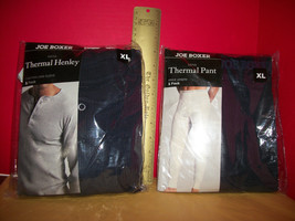 Joe Boxer Men Clothes XL Thermal Underwear Set Blue Henley Shirt Top Pant Bottom - £17.92 GBP