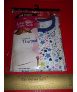 Joe Boxer Women Clothes Small Thermal Underwear Top Blue Star Crew Neck ... - $16.93 CAD