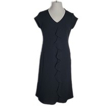 Evan-Picone Classy Ruffle Front Dress ~ Sz 6 ~ Black ~ Knee Length ~ Lined - £37.17 GBP